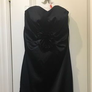 Laura Strapless Black Satin Dress